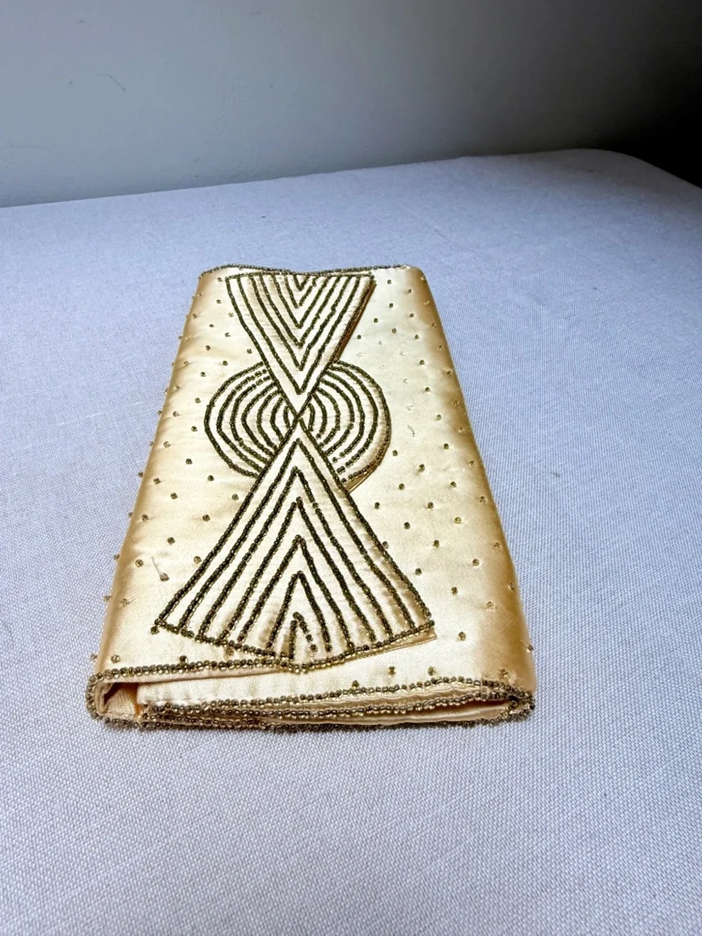 Vintage Art Deco Style Gold La Regale Beaded Clutch Evening Bag
